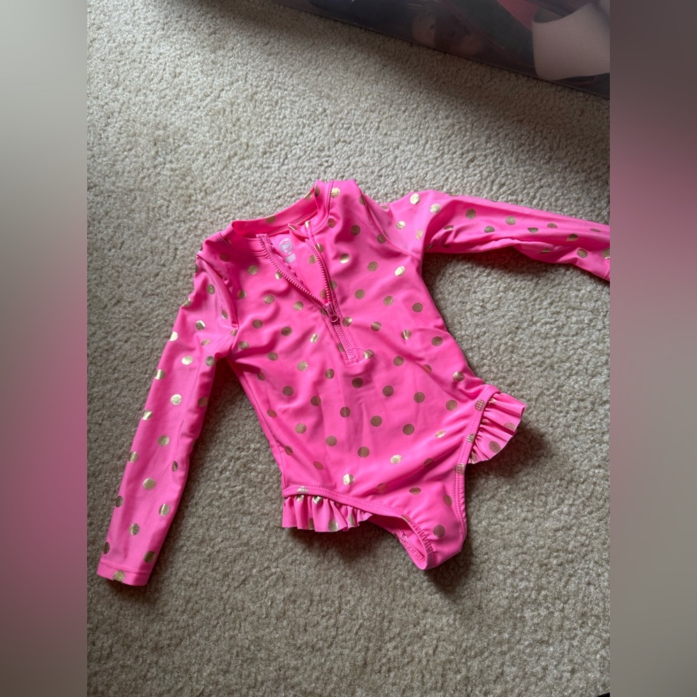 Wonder Nation Pink and Gold Kids Swim One Piece